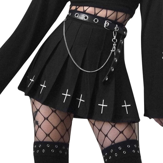 Dark slim pleated skirt