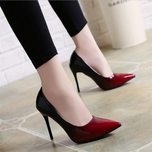 High heels stiletto single shoes gradient color