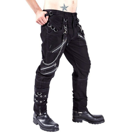 Foreign Trade Personality Casual Pants Men's Gothic Pants Punk Rock Eyelet Cargo Bondage Pants
